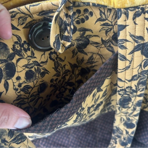 Vintage Handmade mixed media cottagecore quilted tote button closure pockets - Picture 6 of 6